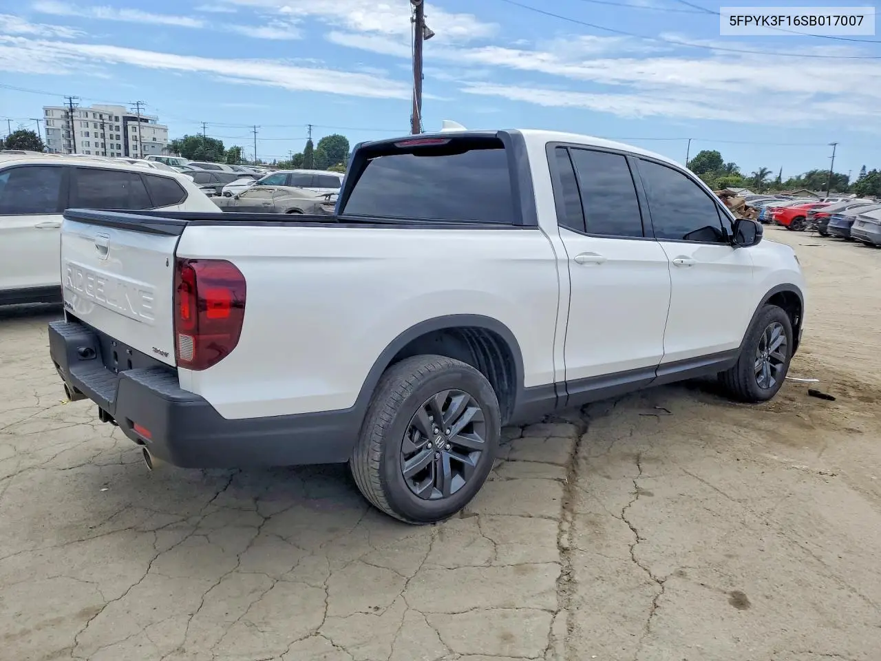2025 Honda Ridgeline Sport VIN: 5FPYK3F16SB017007 Lot: 61192896
