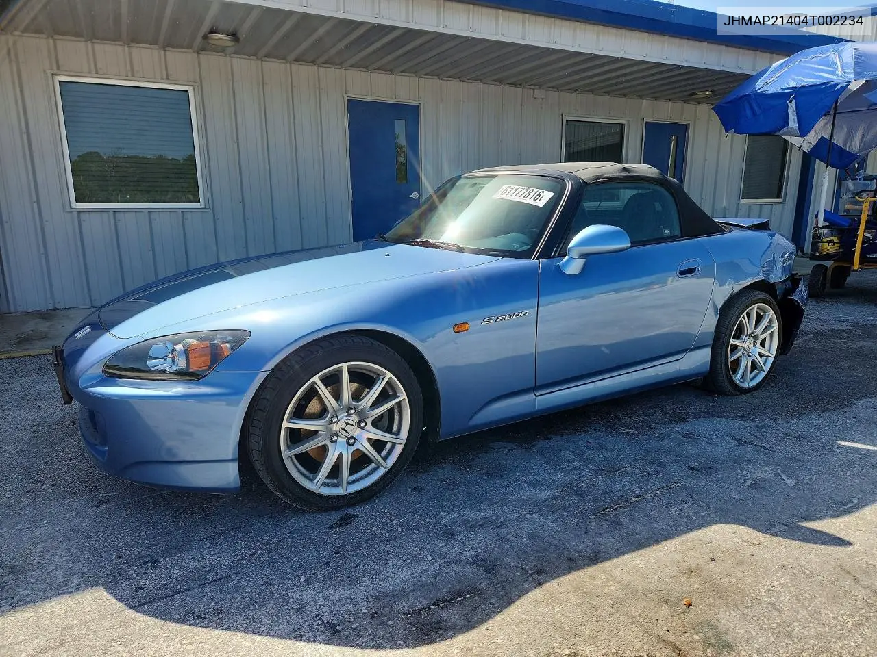 2004 Honda S2000 VIN: JHMAP21404T002234 Lot: 61177816