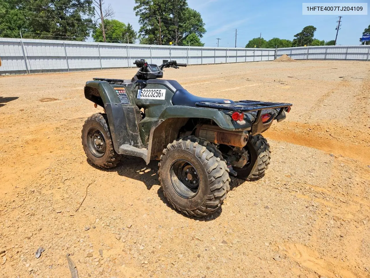 2026 Honda Fourtrax Rancher Atv VIN: 1HFTE4007TJ204109 Lot: 52223256