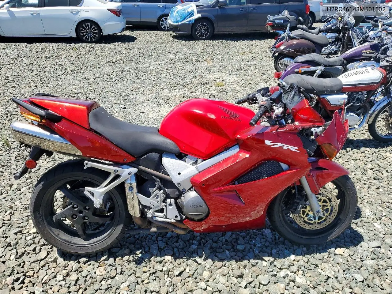 2003 Honda Vfr800 VIN: JH2RC46143M501502 Lot: 60136226