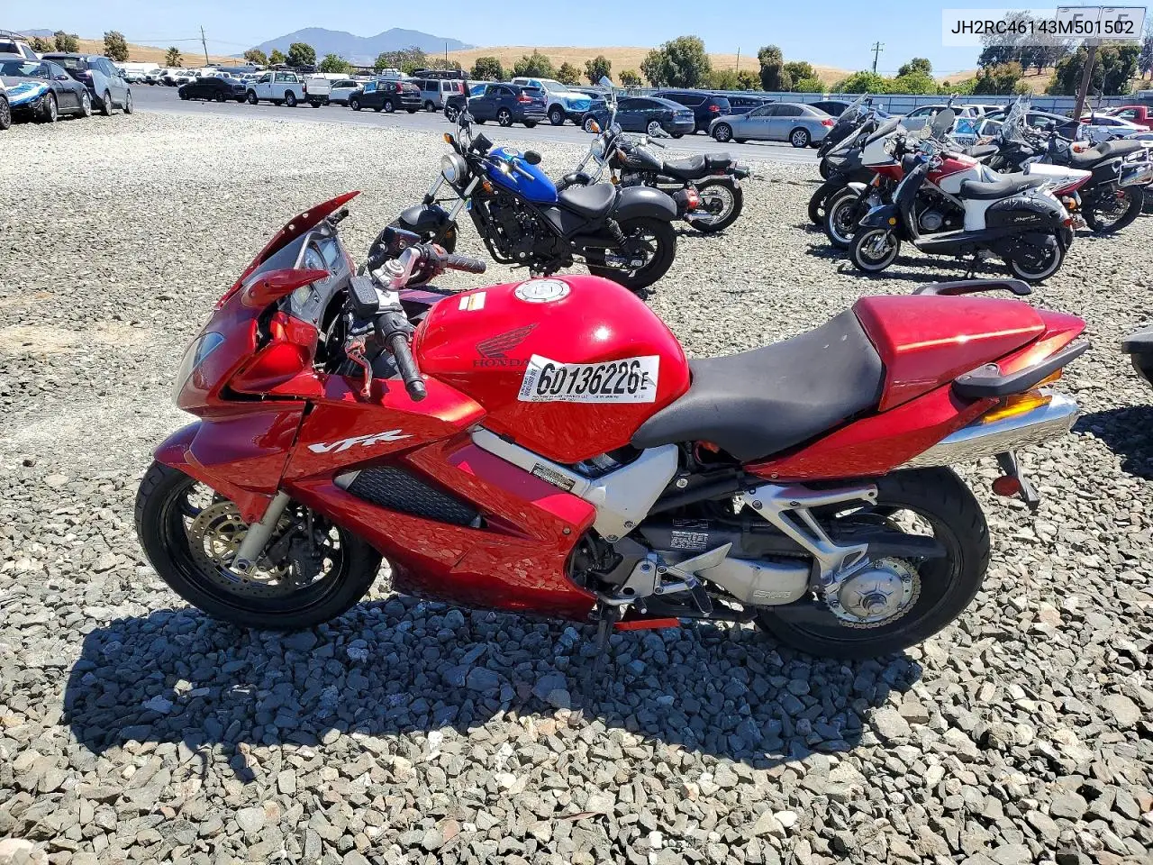 2003 Honda Vfr800 VIN: JH2RC46143M501502 Lot: 60136226
