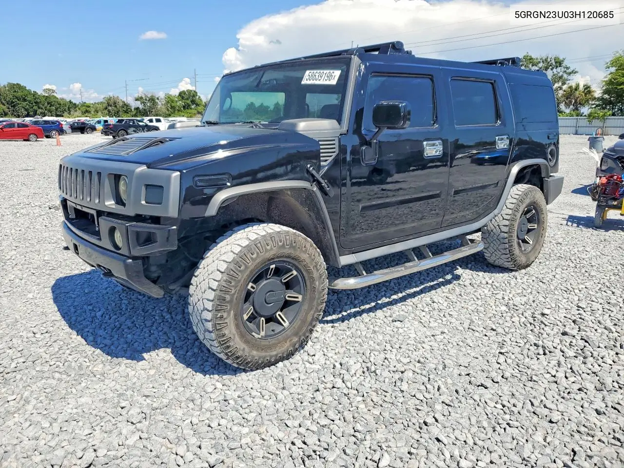 2003 Hummer H2 VIN: 5GRGN23U03H120685 Lot: 58639196