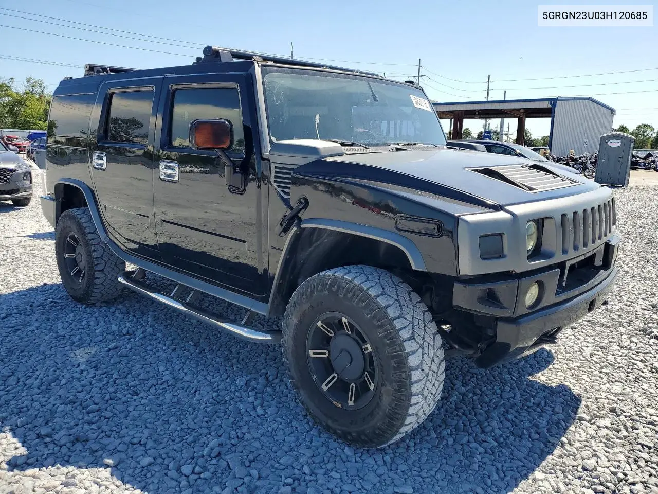 2003 Hummer H2 VIN: 5GRGN23U03H120685 Lot: 58639196