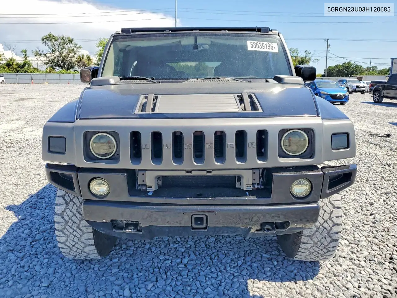 2003 Hummer H2 VIN: 5GRGN23U03H120685 Lot: 58639196