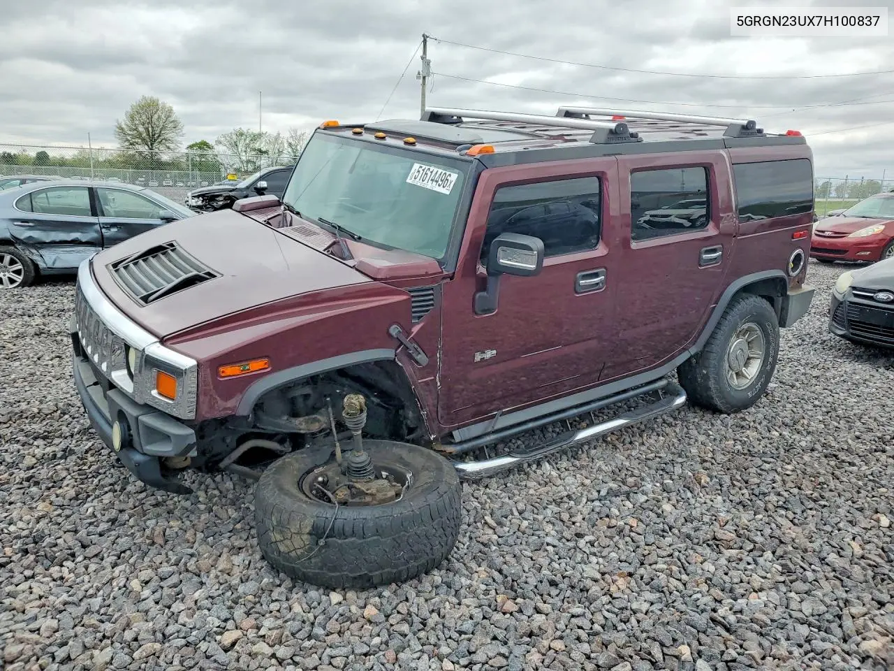 2007 Hummer H2 VIN: 5GRGN23UX7H100837 Lot: 51614496