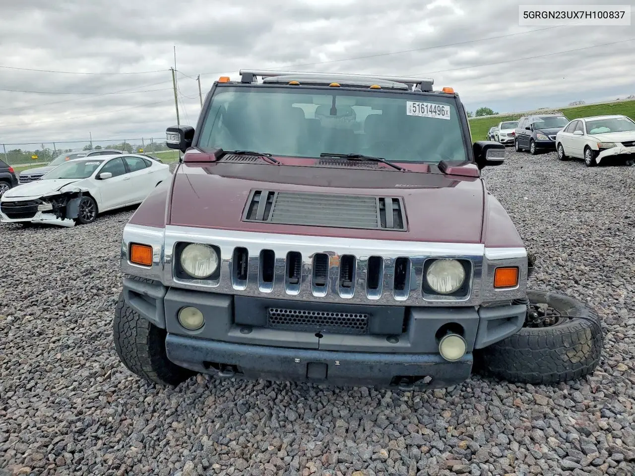 2007 Hummer H2 VIN: 5GRGN23UX7H100837 Lot: 51614496