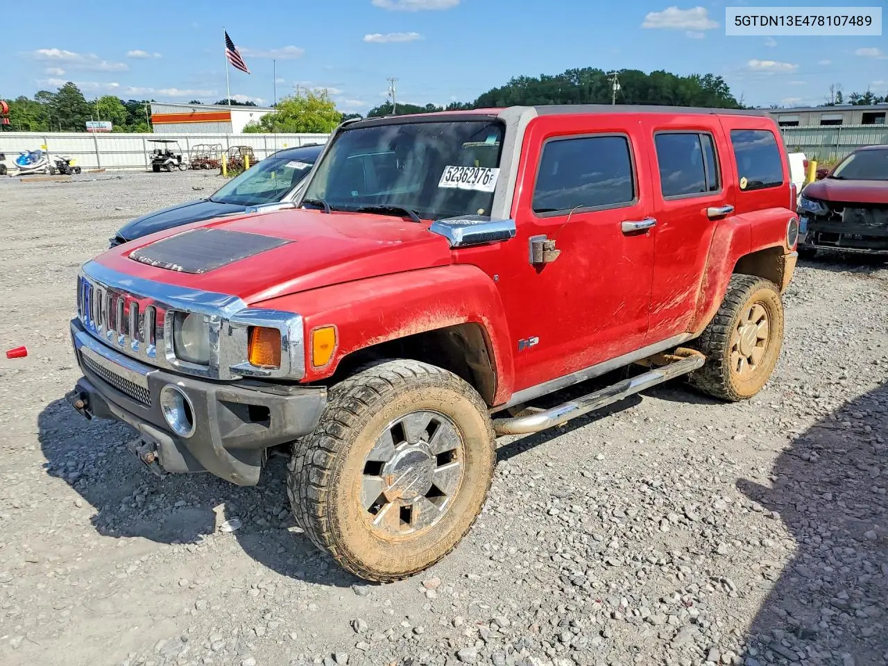 2007 Hummer H3 VIN: 5GTDN13E478107489 Lot: 52362976
