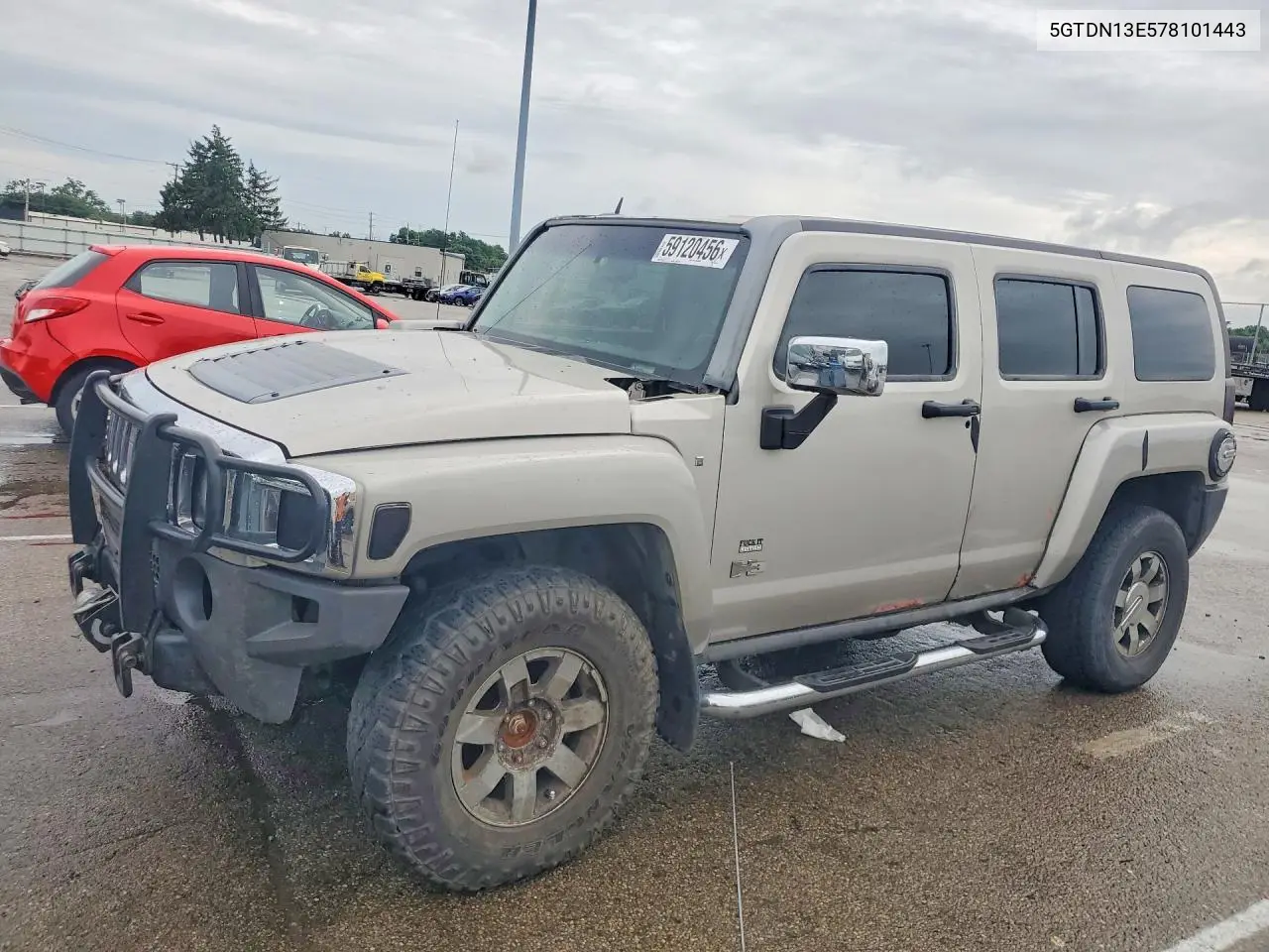 2007 Hummer H3 VIN: 5GTDN13E578101443 Lot: 59120456