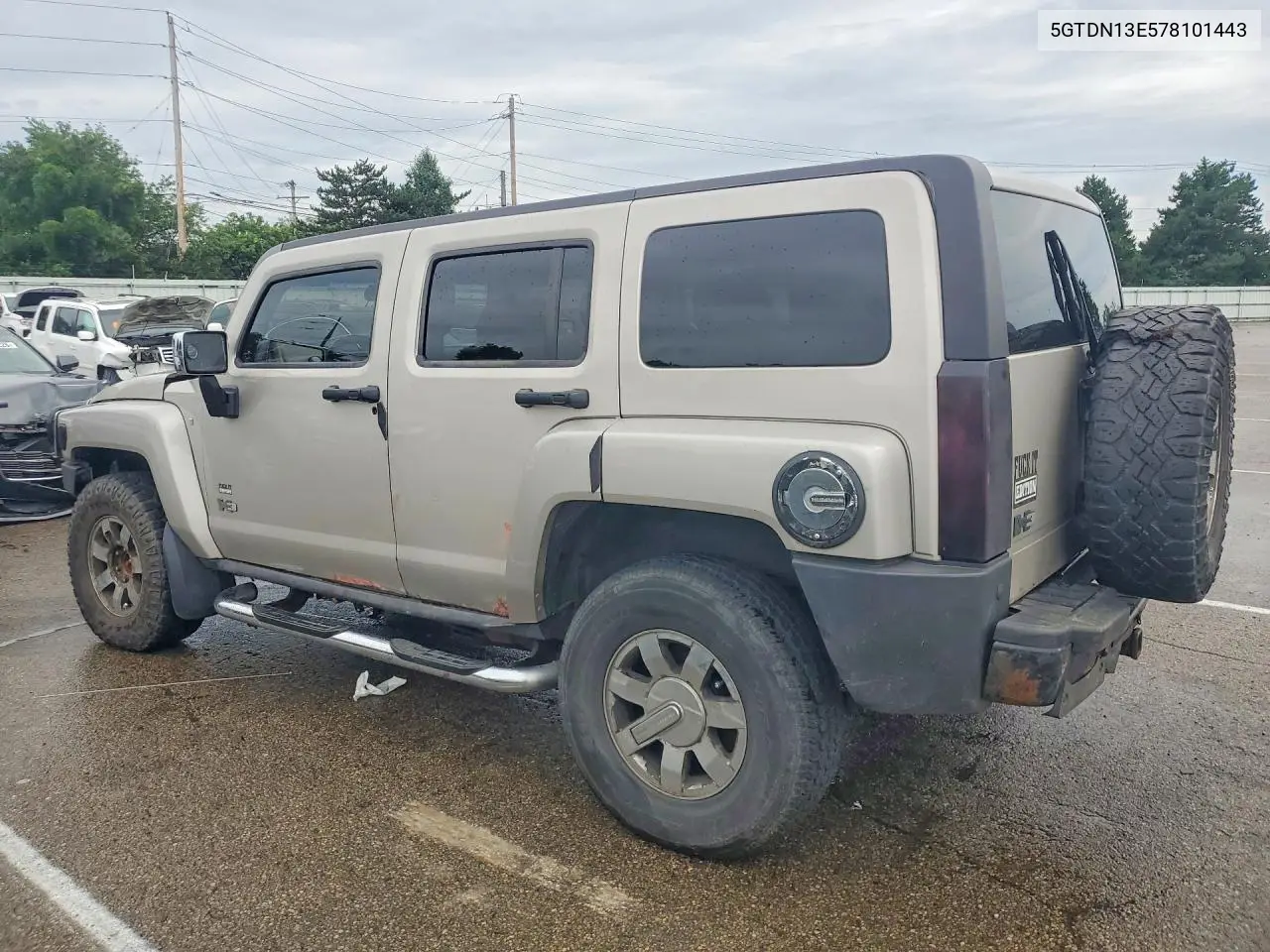 2007 Hummer H3 VIN: 5GTDN13E578101443 Lot: 59120456