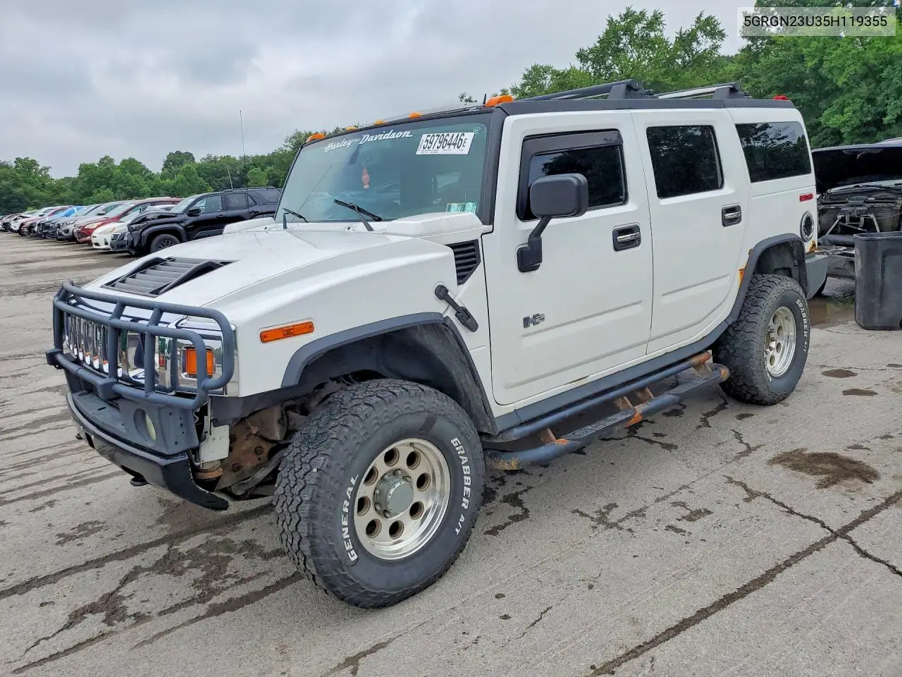 2005 Hummer H2 VIN: 5GRGN23U35H119355 Lot: 59796446