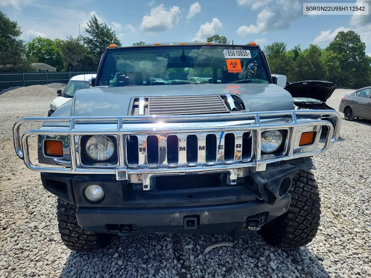 2005 Hummer H2 Sut VIN: 5GRGN22U95H112542 Lot: 85610855