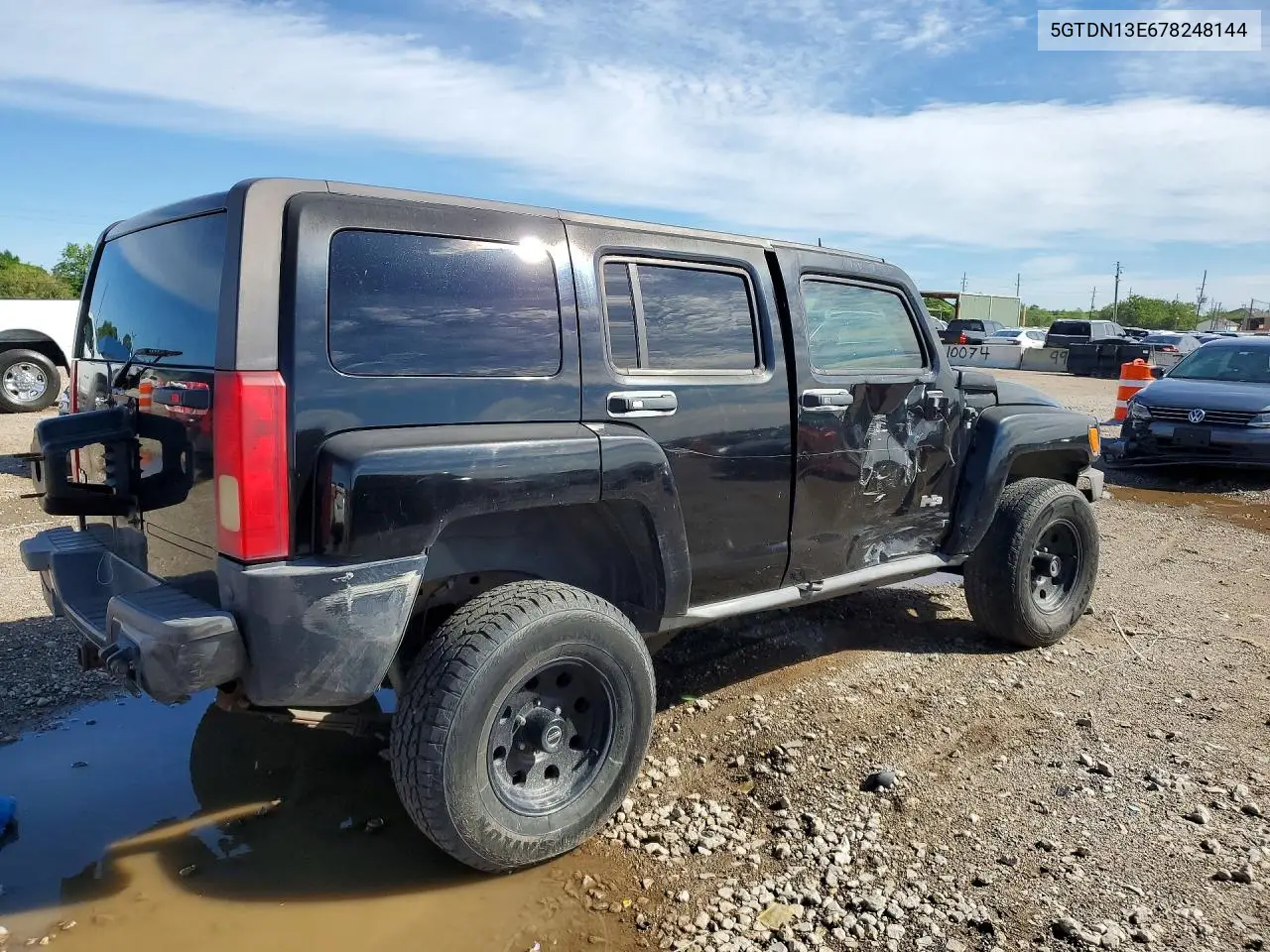2007 Hummer H3 VIN: 5GTDN13E678248144 Lot: 46824776