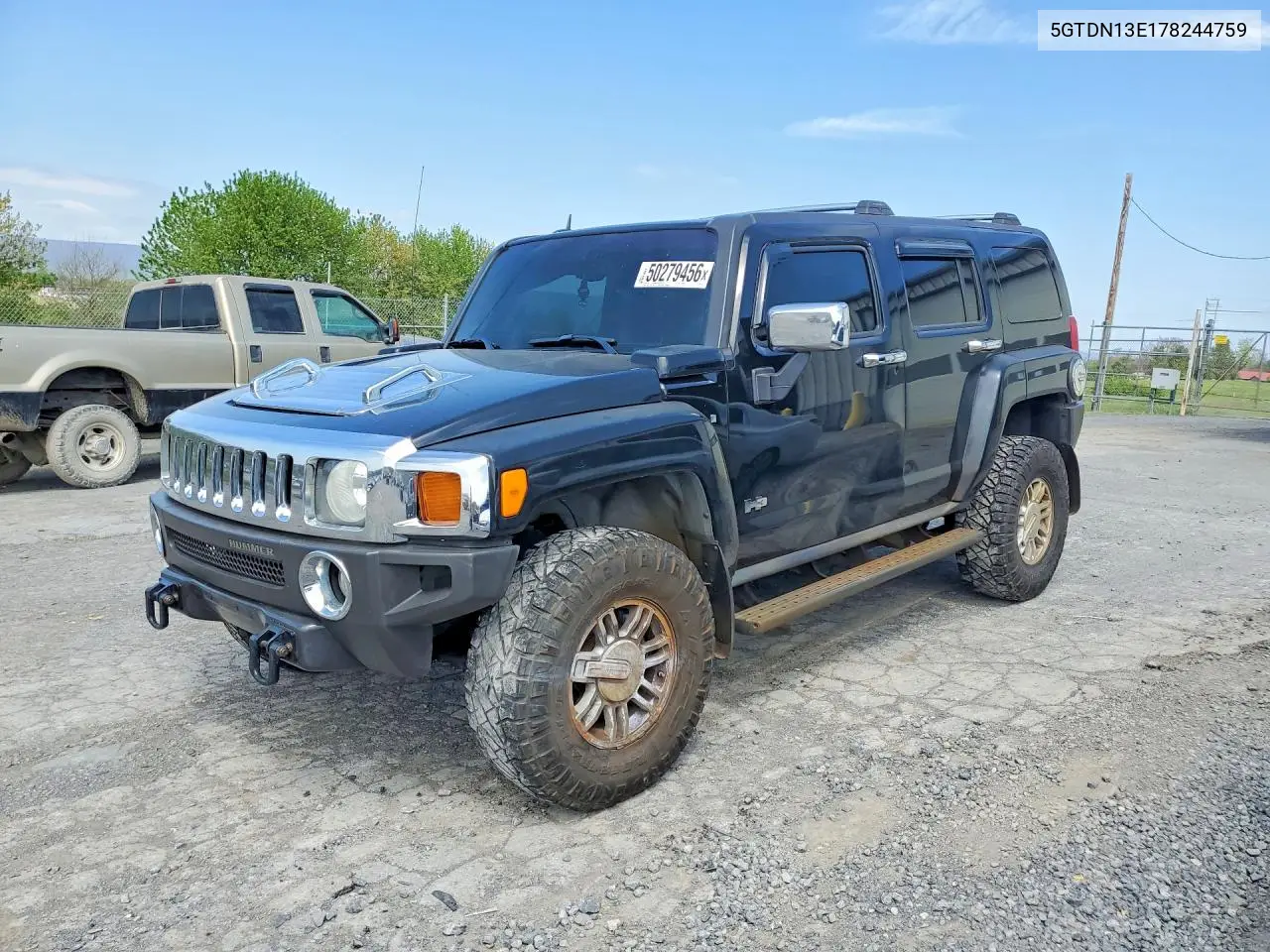 2007 Hummer H3 VIN: 5GTDN13E178244759 Lot: 50279456