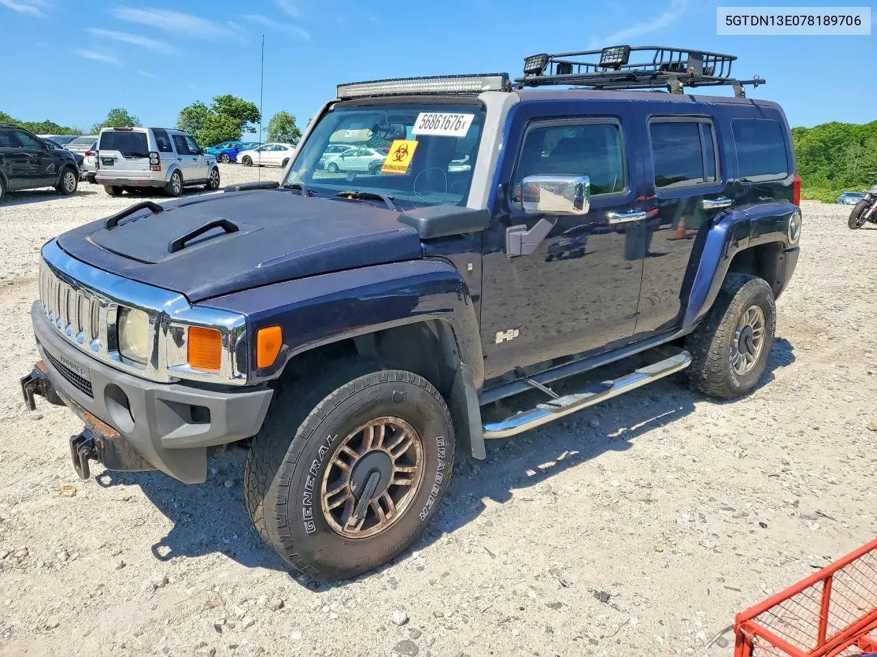 2007 Hummer H3 VIN: 5GTDN13E078189706 Lot: 56861676