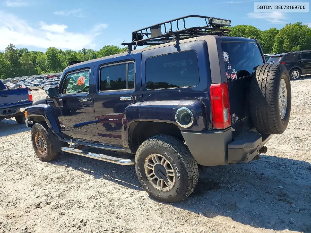 2007 Hummer H3 VIN: 5GTDN13E078189706 Lot: 56861676