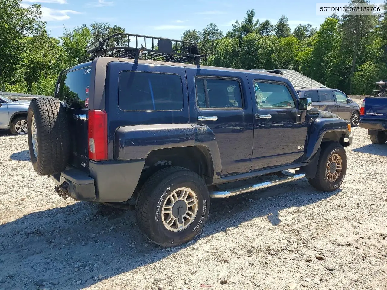 2007 Hummer H3 VIN: 5GTDN13E078189706 Lot: 56861676