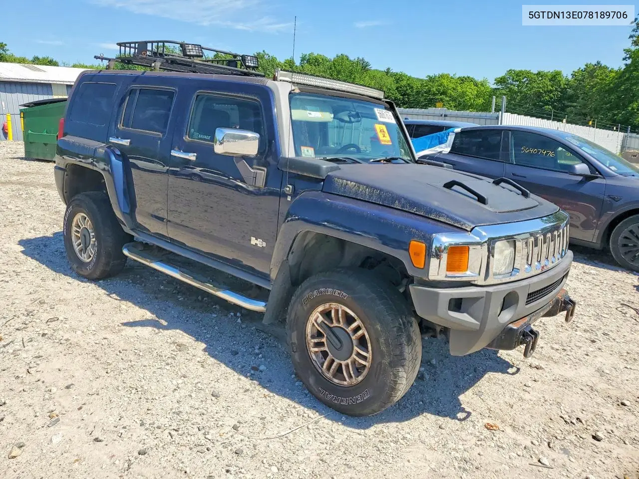 2007 Hummer H3 VIN: 5GTDN13E078189706 Lot: 56861676
