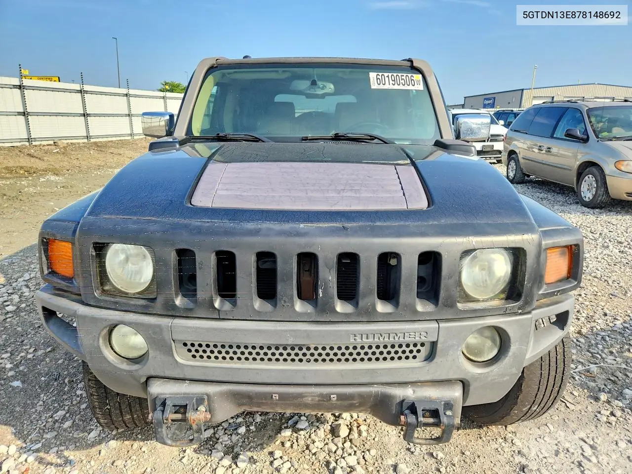 2007 Hummer H3 VIN: 5GTDN13E878148692 Lot: 60190506