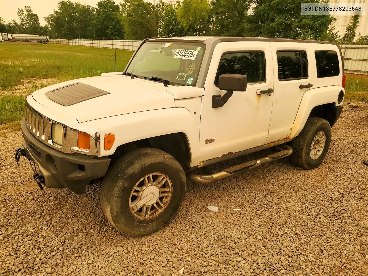 2007 Hummer H3 VIN: 5GTDN13E778203648 Lot: 61238476
