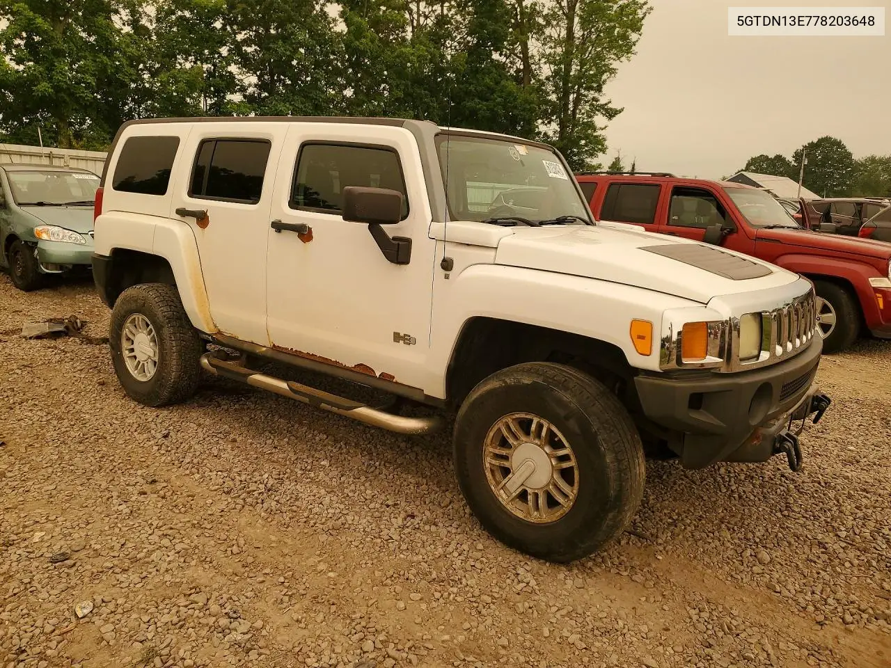 2007 Hummer H3 VIN: 5GTDN13E778203648 Lot: 61238476