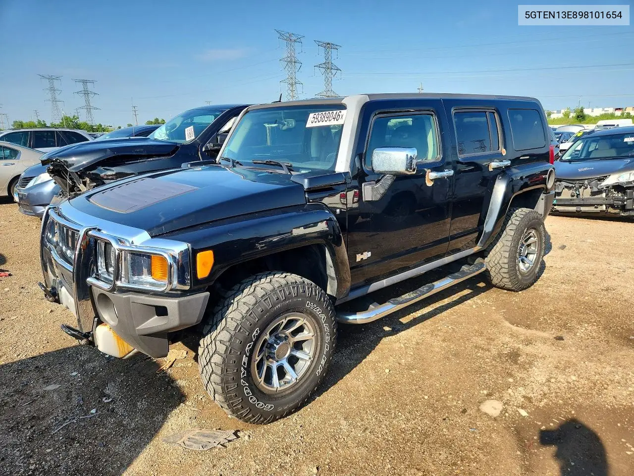 2009 Hummer H3 VIN: 5GTEN13E898101654 Lot: 59389046