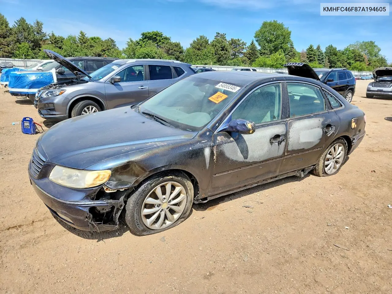 2007 Hyundai Azera Se VIN: KMHFC46F87A194605 Lot: 54855346