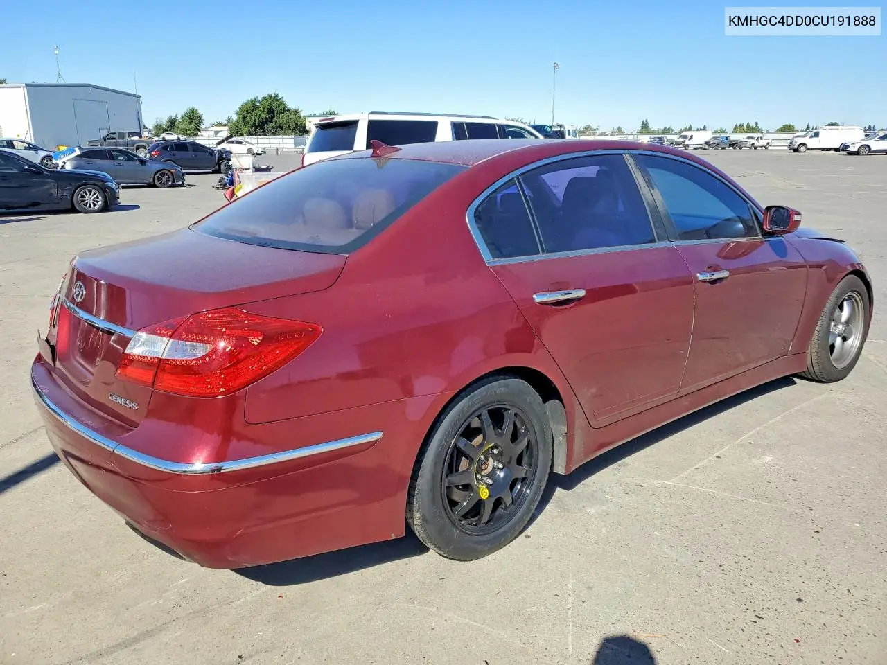 2012 Hyundai Genesis 3.8L VIN: KMHGC4DD0CU191888 Lot: 59870066