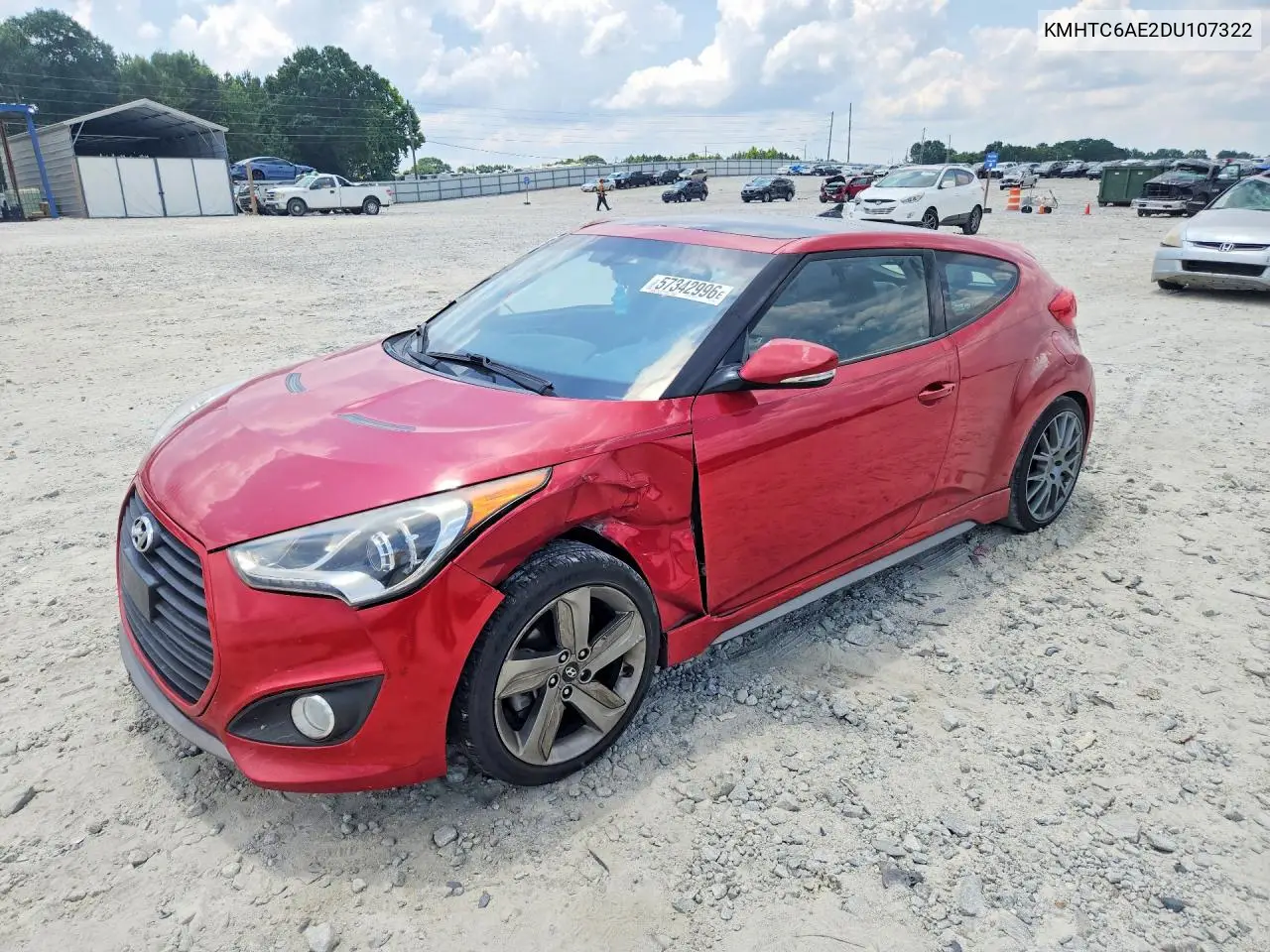 2013 Hyundai Veloster T VIN: KMHTC6AE2DU107322 Lot: 57342996