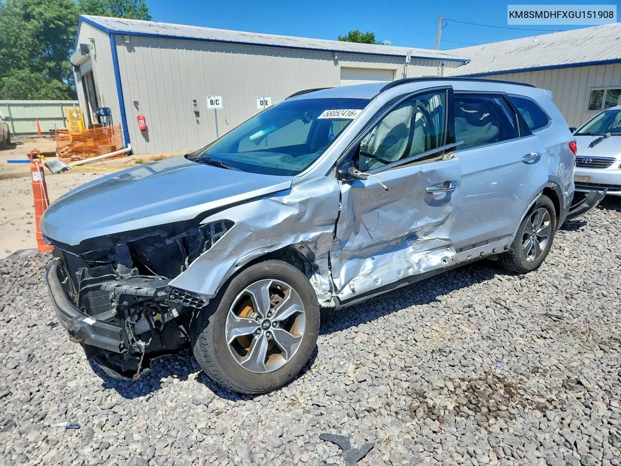 2016 Hyundai Santa Fe Se VIN: KM8SMDHFXGU151908 Lot: 58052416