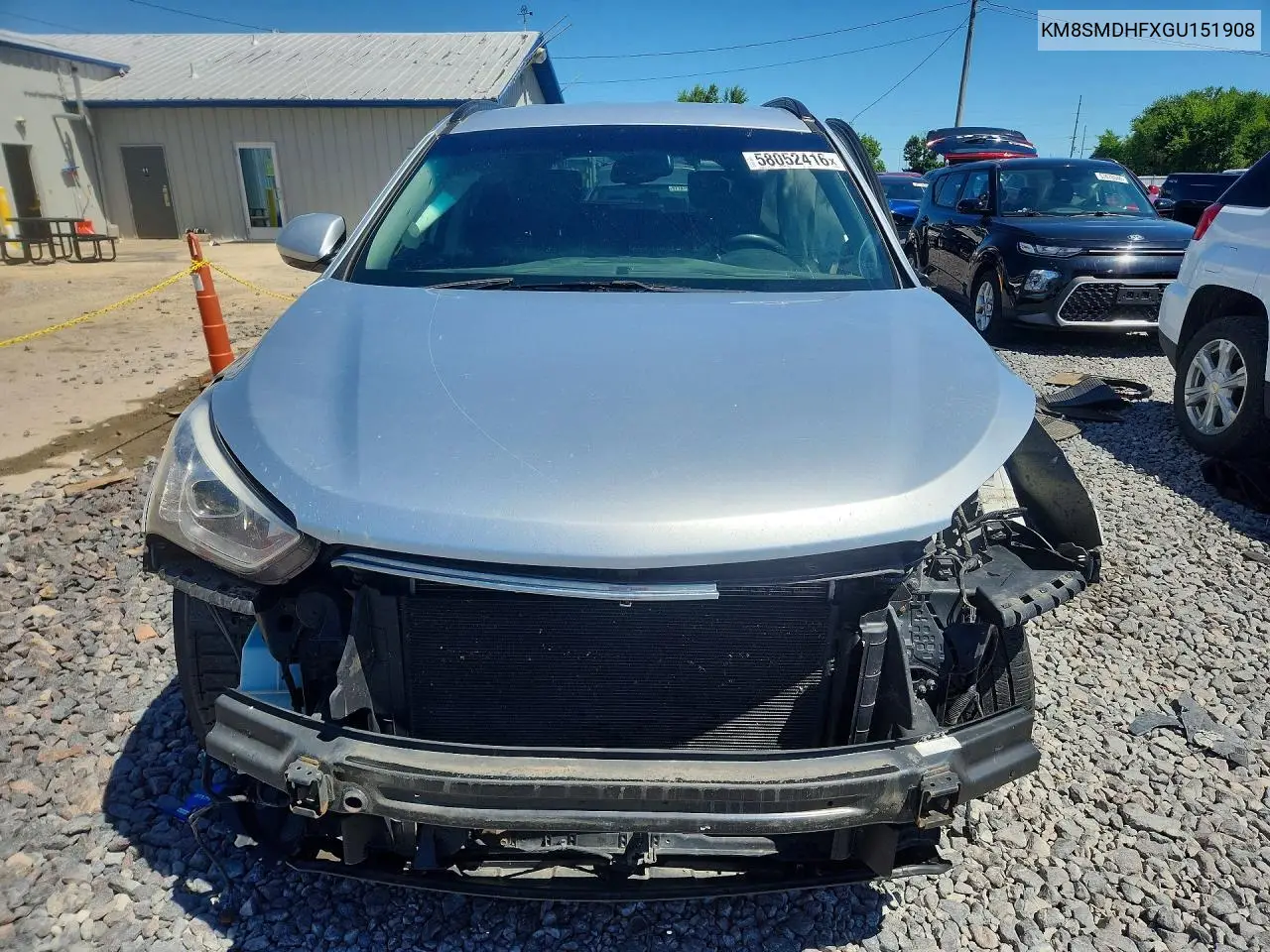 2016 Hyundai Santa Fe Se VIN: KM8SMDHFXGU151908 Lot: 58052416