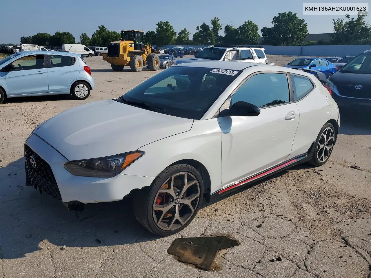 2019 Hyundai Veloster N Base VIN: KMHT36AH2KU001623 Lot: 56023416