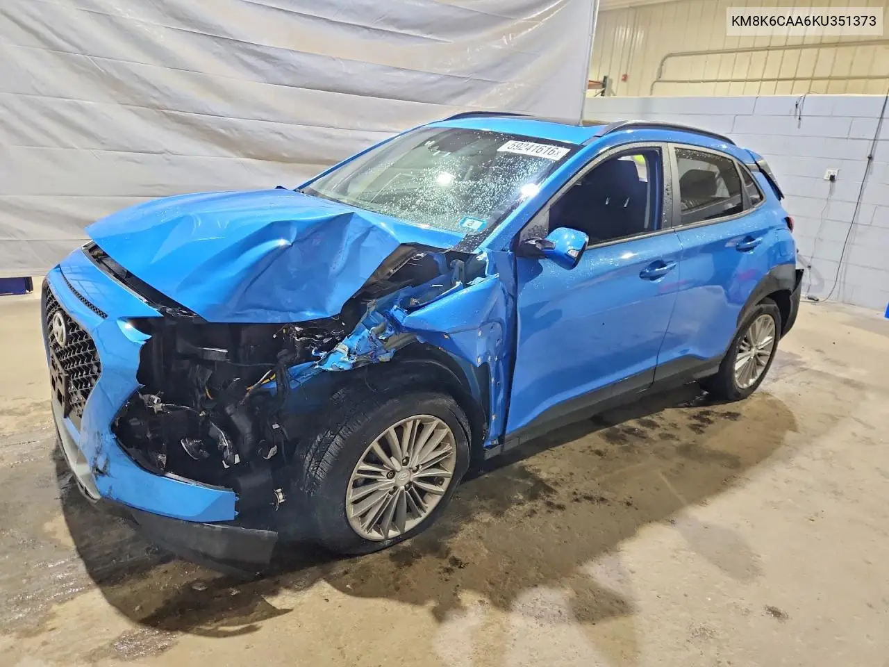 2019 Hyundai Kona Sel VIN: KM8K6CAA6KU351373 Lot: 59241616