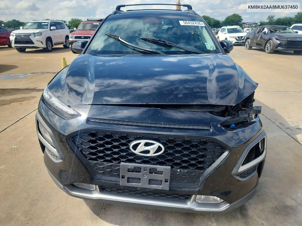 2021 Hyundai Kona Sel Plus VIN: KM8K62AA8MU637450 Lot: 56432436