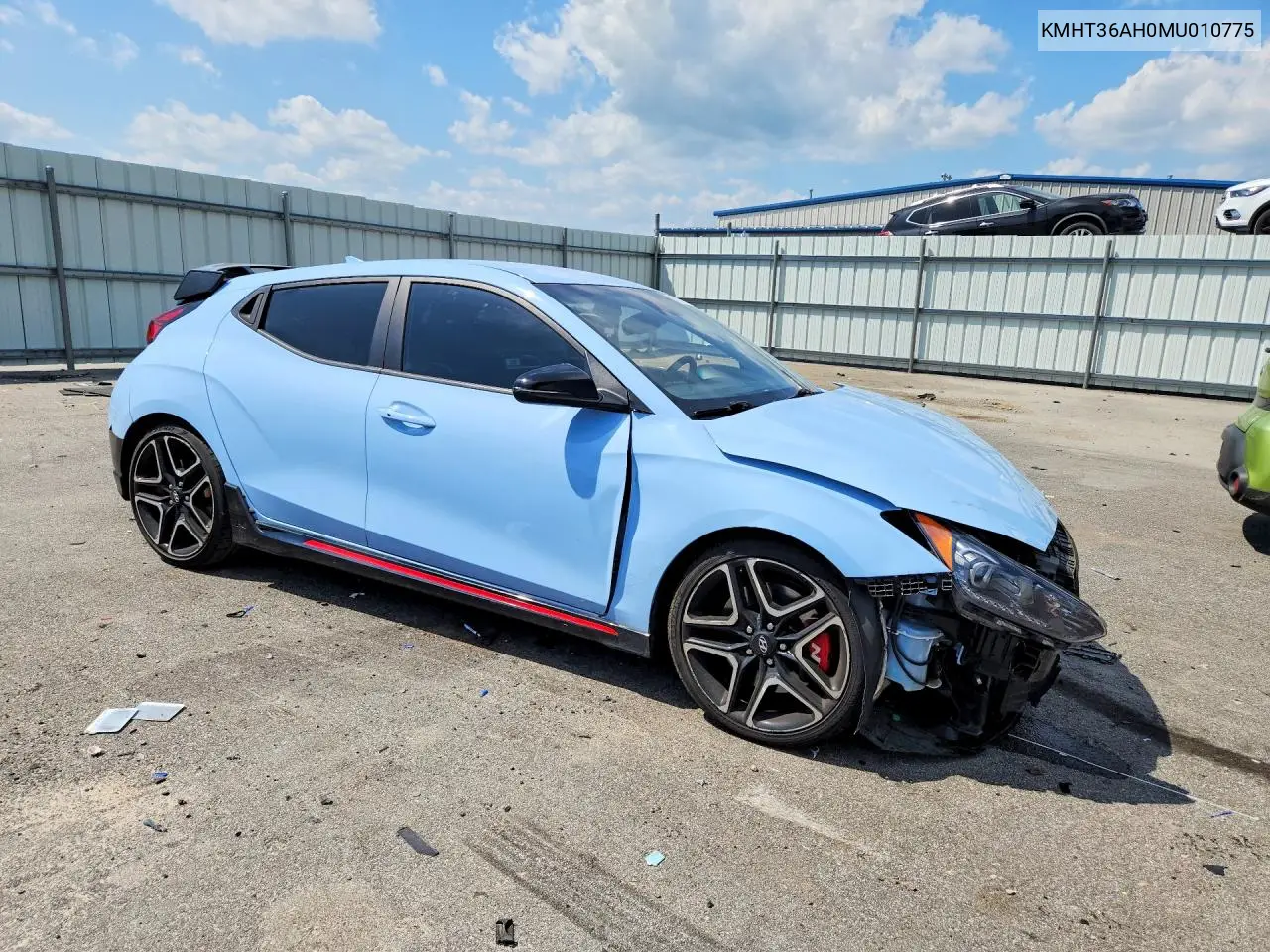 2021 Hyundai Veloster N Base VIN: KMHT36AH0MU010775 Lot: 57139736