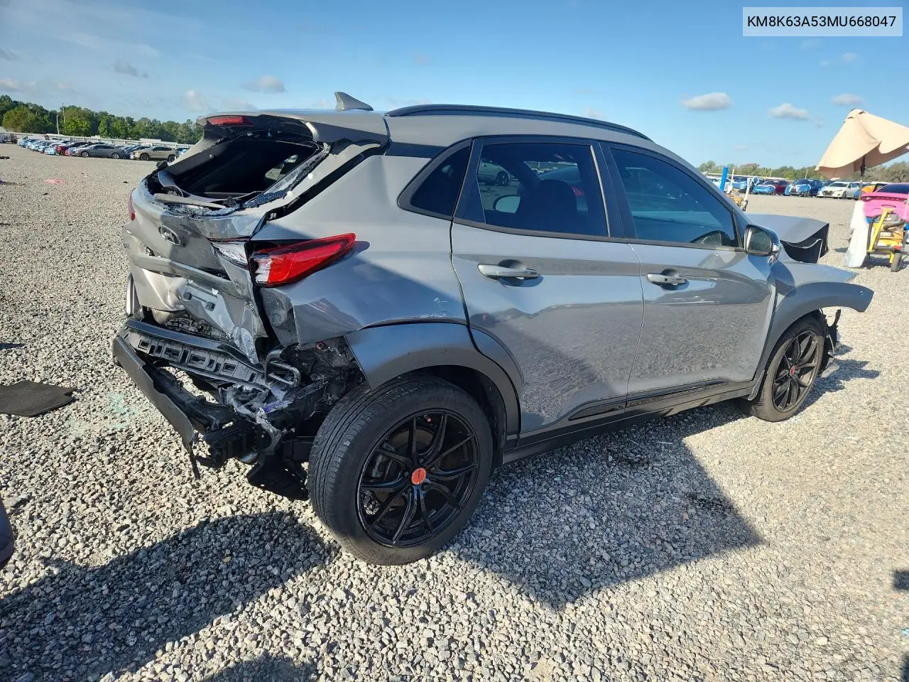 2021 Hyundai Kona Night VIN: KM8K63A53MU668047 Lot: 57400806