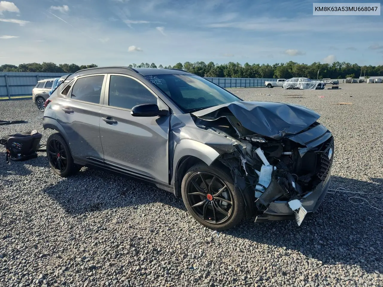 2021 Hyundai Kona Night VIN: KM8K63A53MU668047 Lot: 57400806