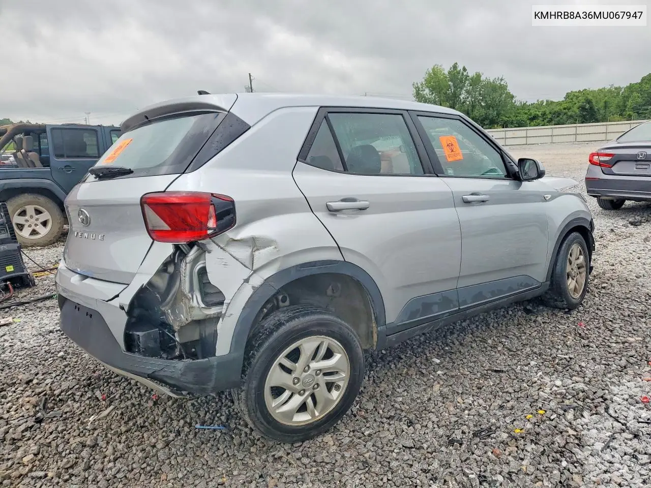 2021 Hyundai Venue Se VIN: KMHRB8A36MU067947 Lot: 57897016