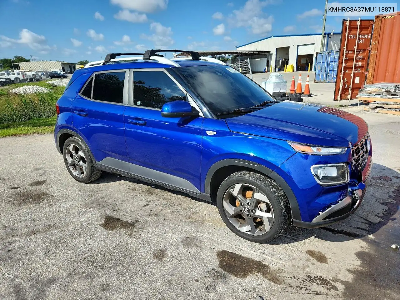 2021 Hyundai Venue Sel VIN: KMHRC8A37MU118871 Lot: 58382096