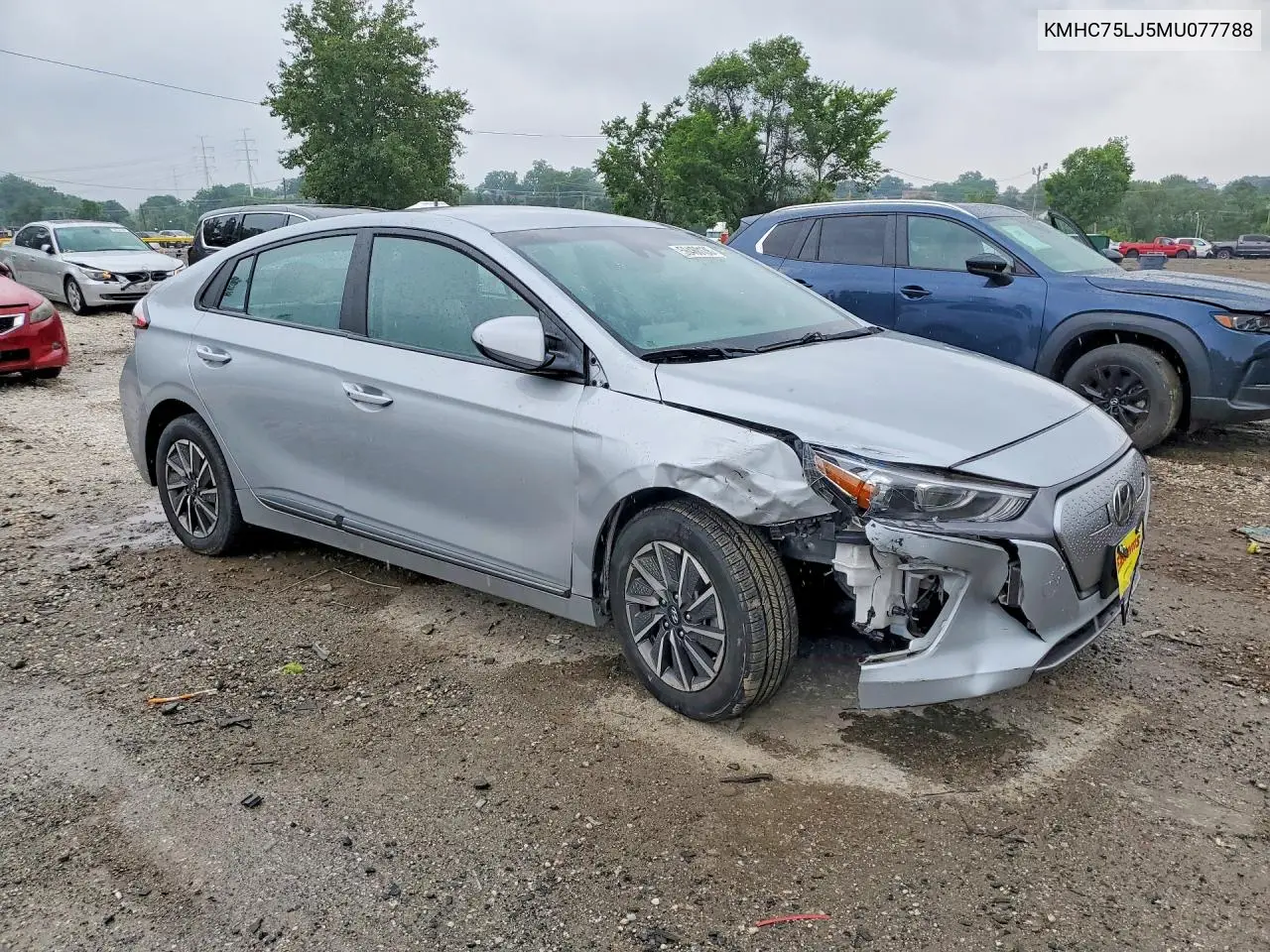2021 Hyundai Ioniq Se VIN: KMHC75LJ5MU077788 Lot: 58460136