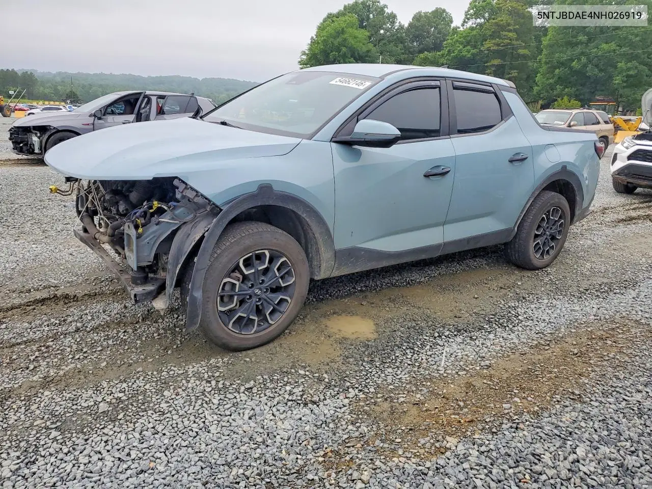 2022 Hyundai Santa Cruz Sel VIN: 5NTJBDAE4NH026919 Lot: 54662146