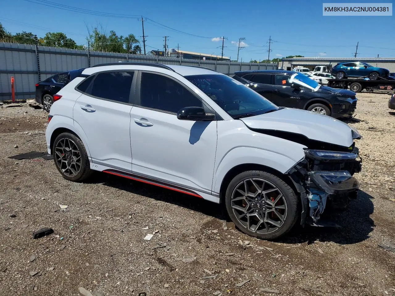 2022 Hyundai Kona N Base VIN: KM8KH3AC2NU004381 Lot: 57051006