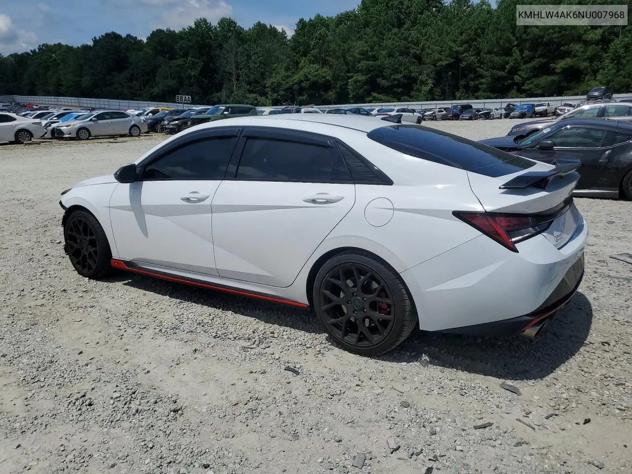 2022 Hyundai Elantra N Base VIN: KMHLW4AK6NU007968 Lot: 57513956