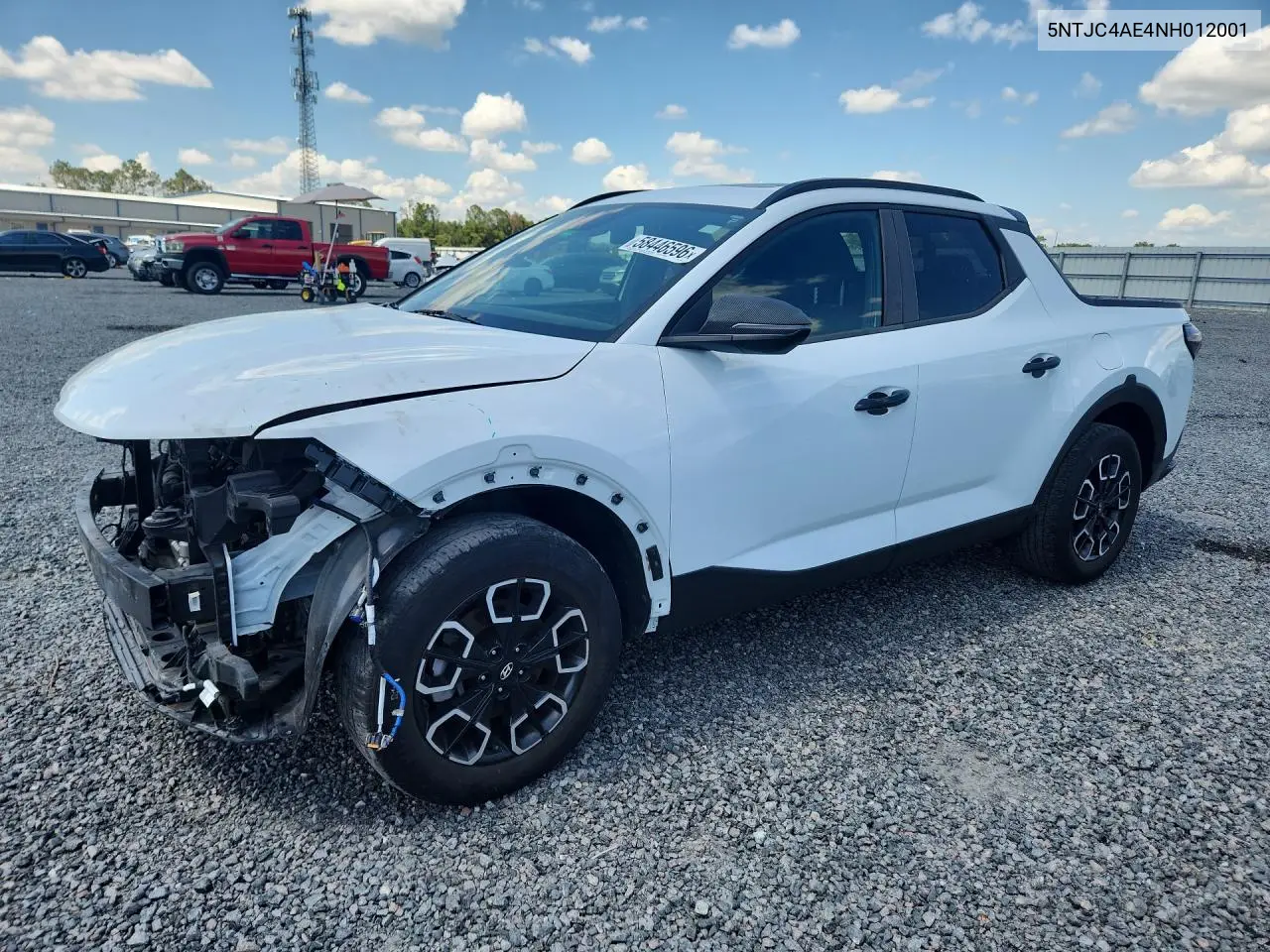 2022 Hyundai Santa Cruz Sel VIN: 5NTJC4AE4NH012001 Lot: 58446596