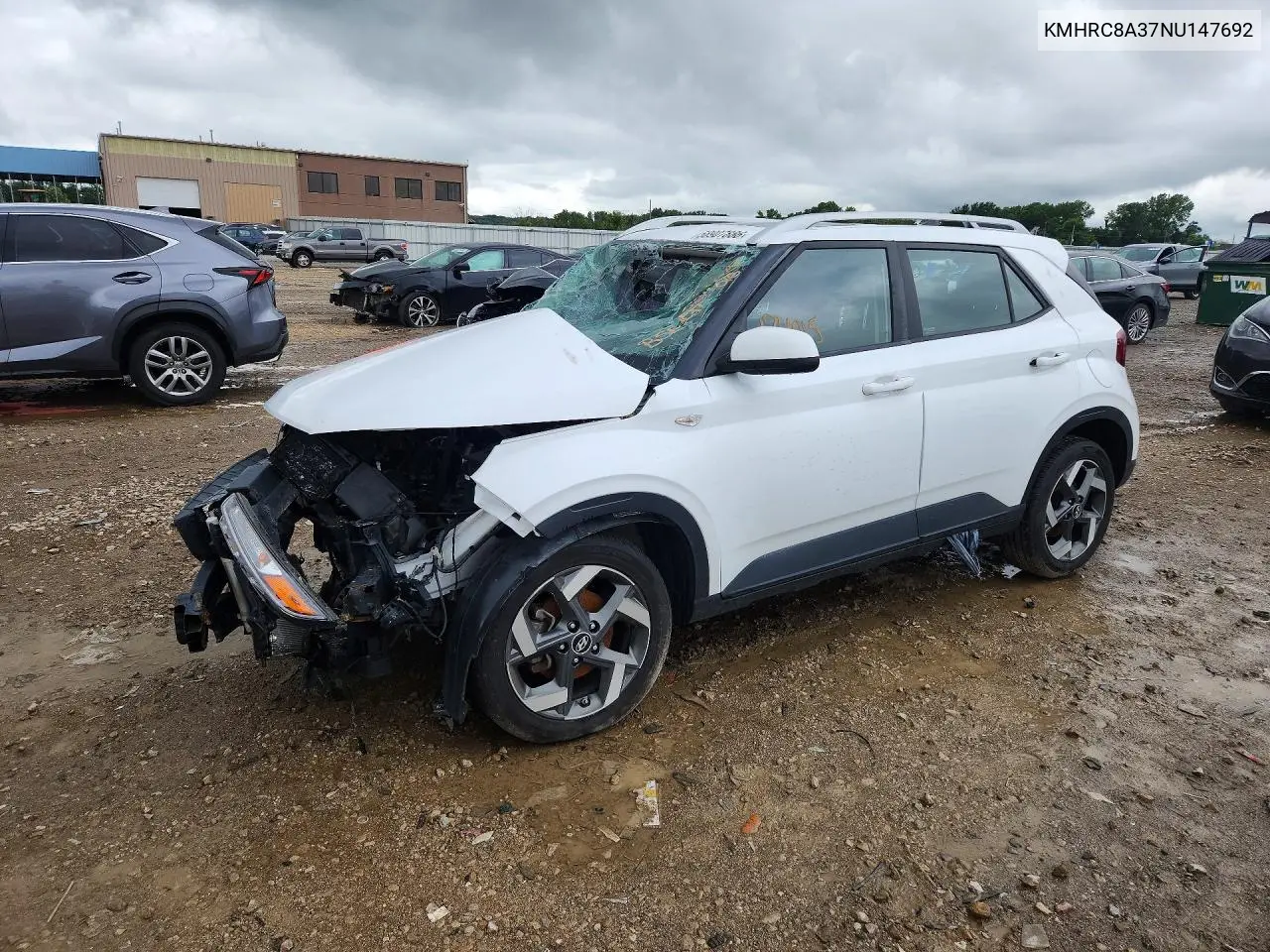 2022 Hyundai Venue VIN: KMHRC8A37NU147692 Lot: 58907886