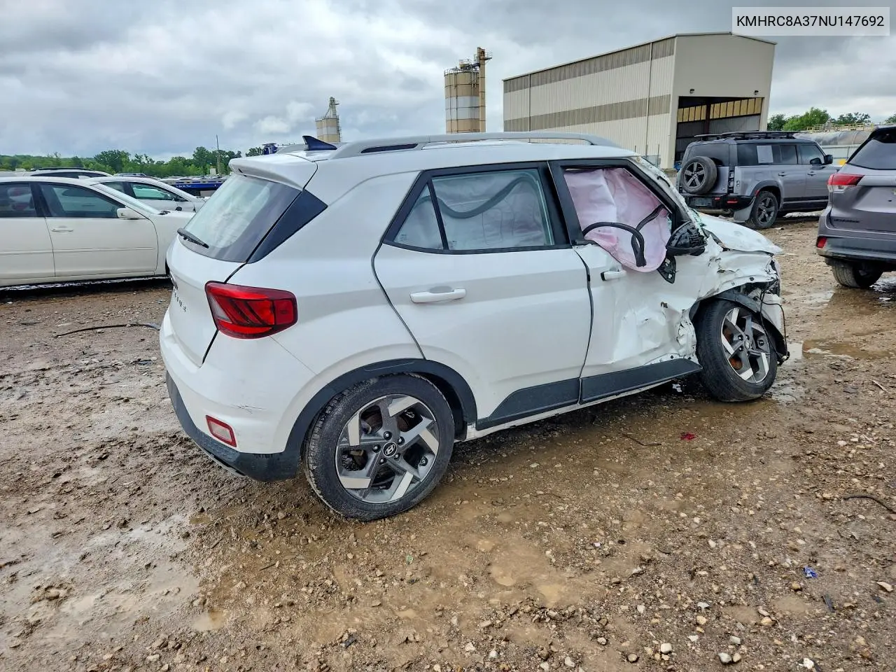 2022 Hyundai Venue VIN: KMHRC8A37NU147692 Lot: 58907886