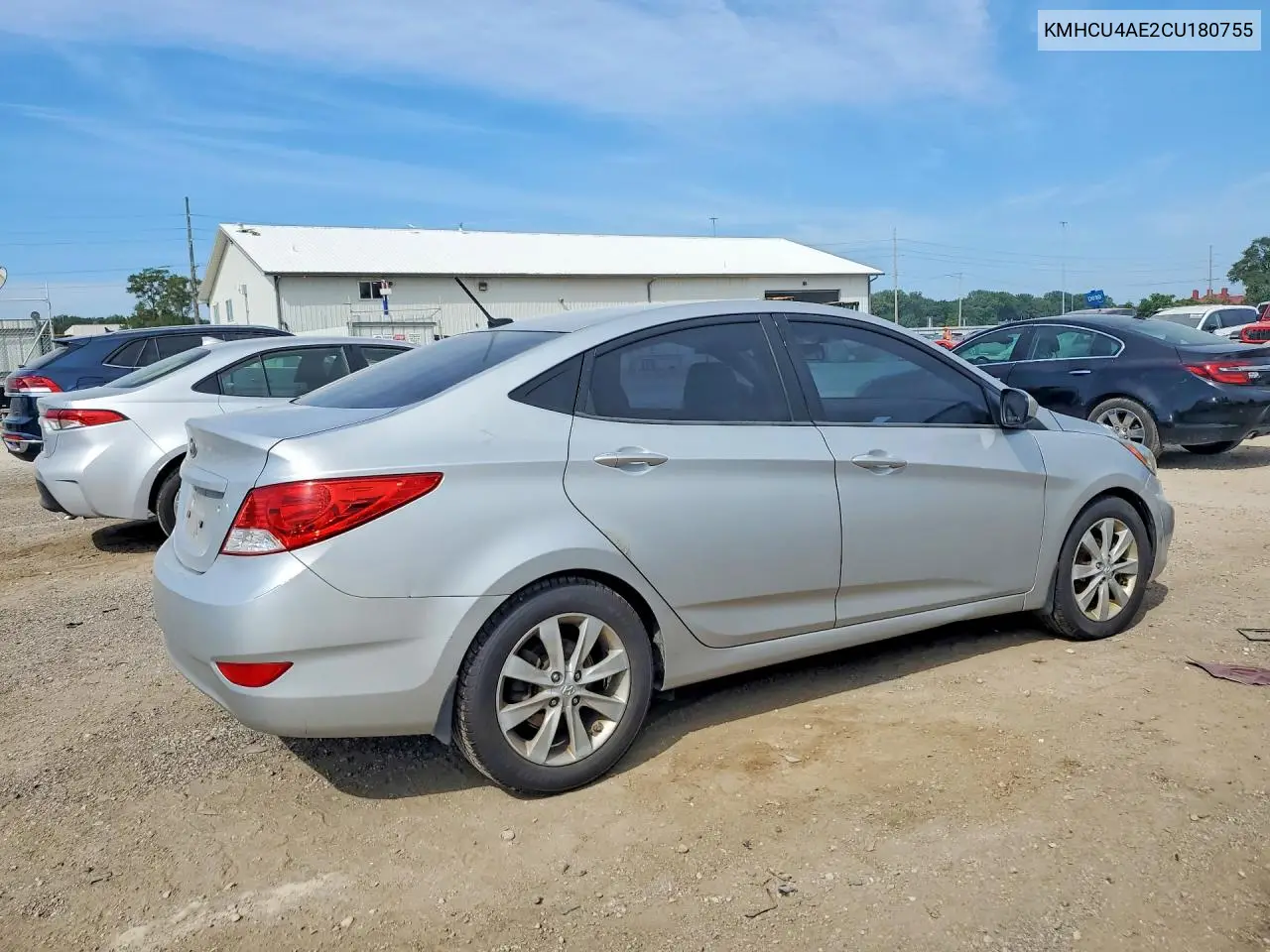 2012 Hyundai Accent Gls VIN: KMHCU4AE2CU180755 Lot: 59678116