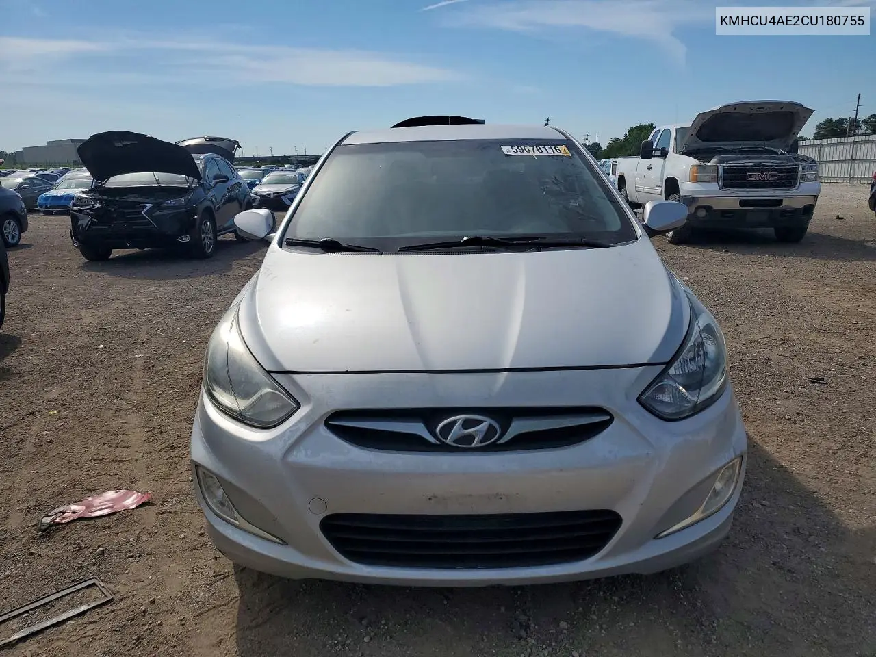 2012 Hyundai Accent Gls VIN: KMHCU4AE2CU180755 Lot: 59678116
