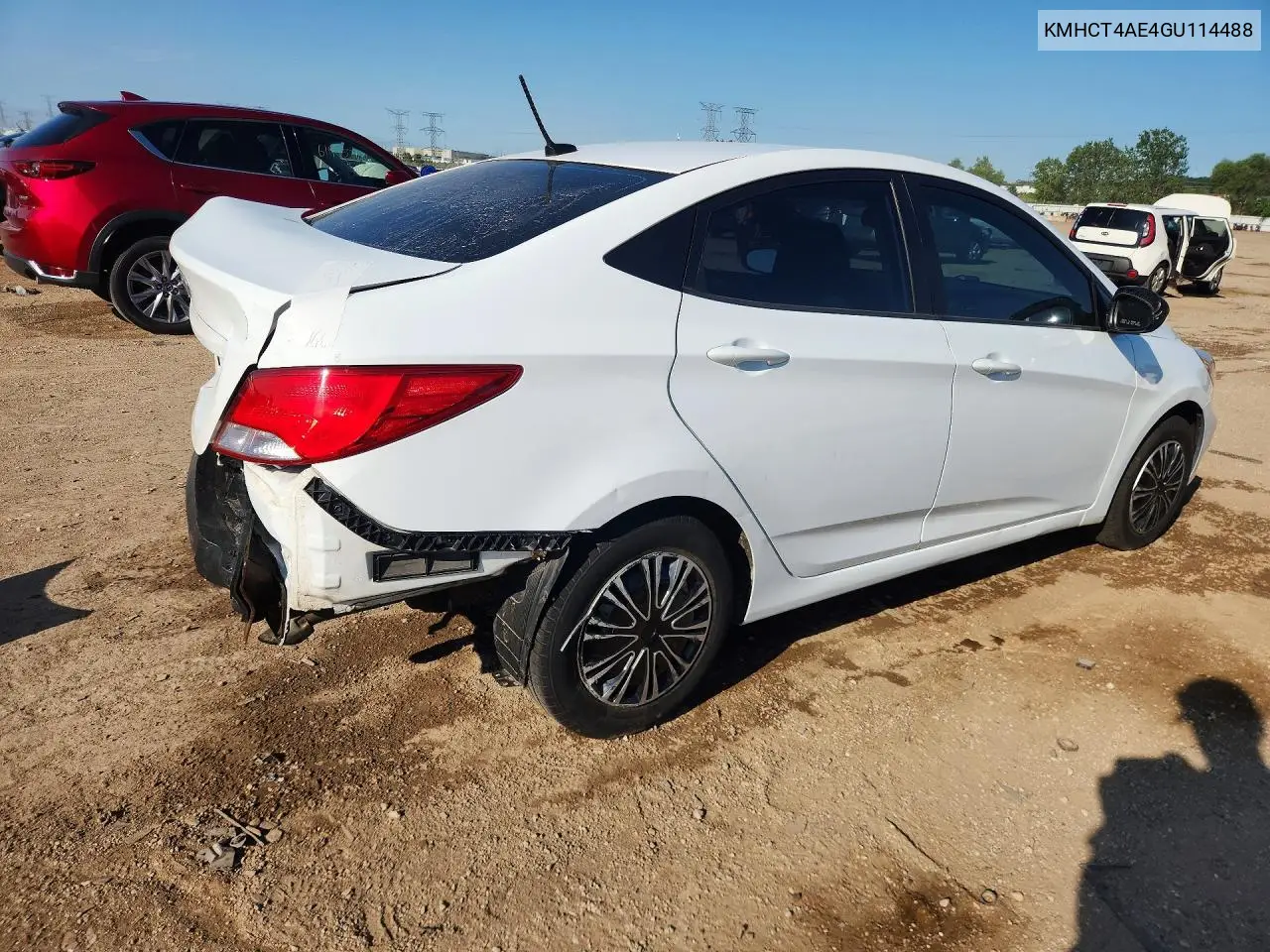 2016 Hyundai Accent Se VIN: KMHCT4AE4GU114488 Lot: 61962976