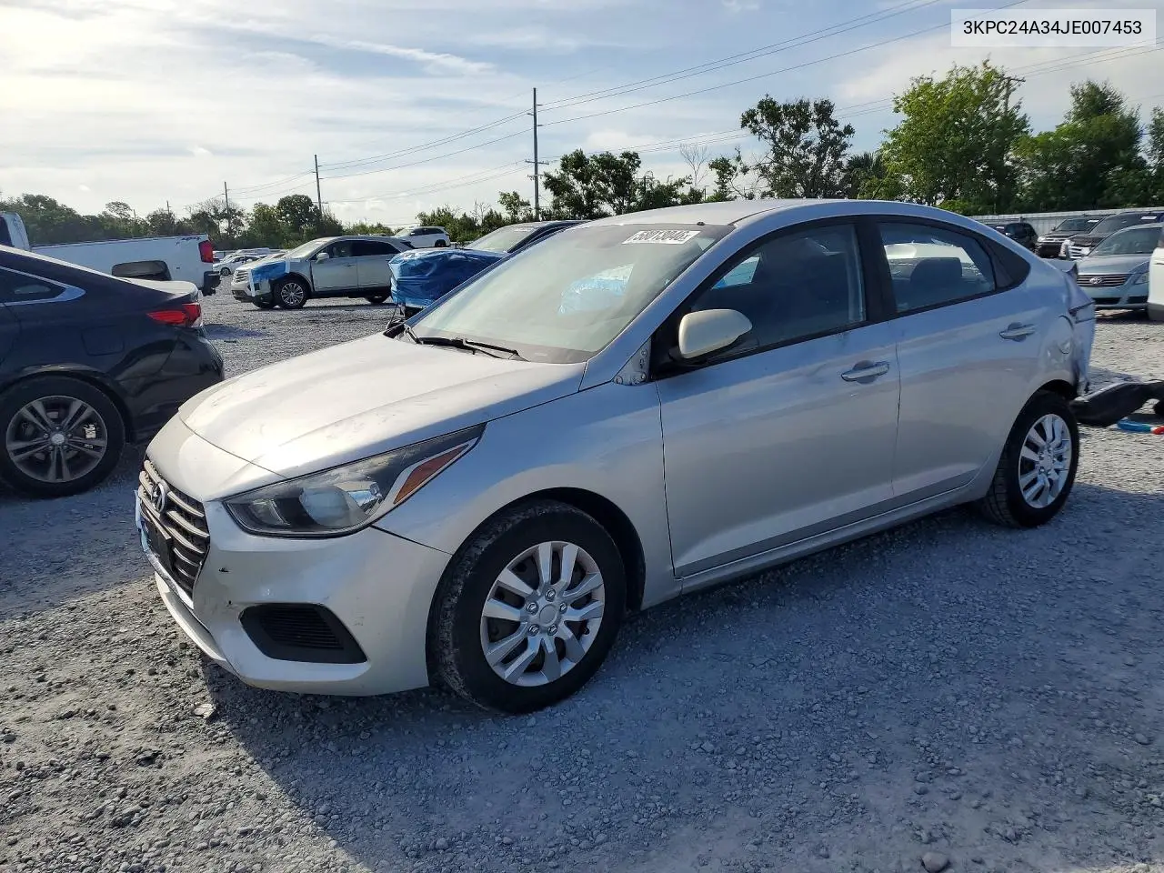 2018 Hyundai Accent Se VIN: 3KPC24A34JE007453 Lot: 58013046