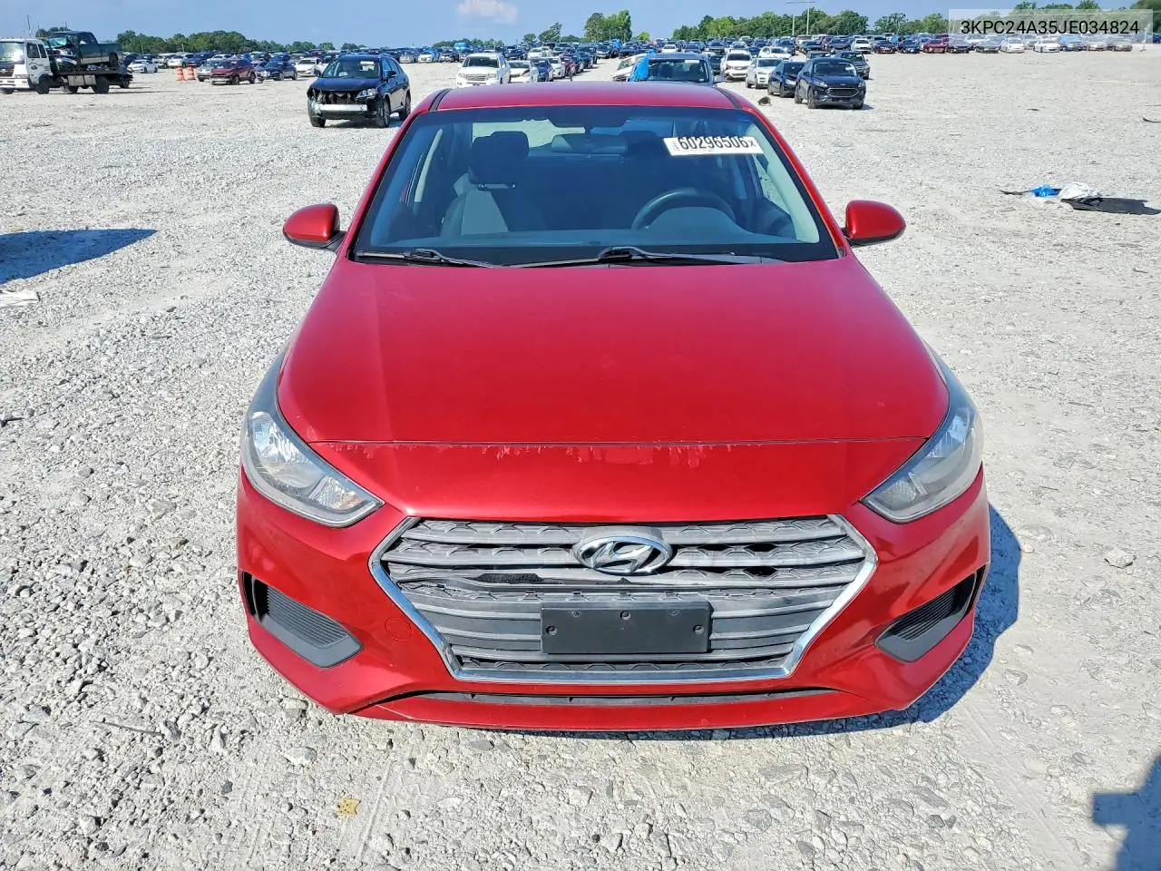 2018 Hyundai Accent Se VIN: 3KPC24A35JE034824 Lot: 60296506